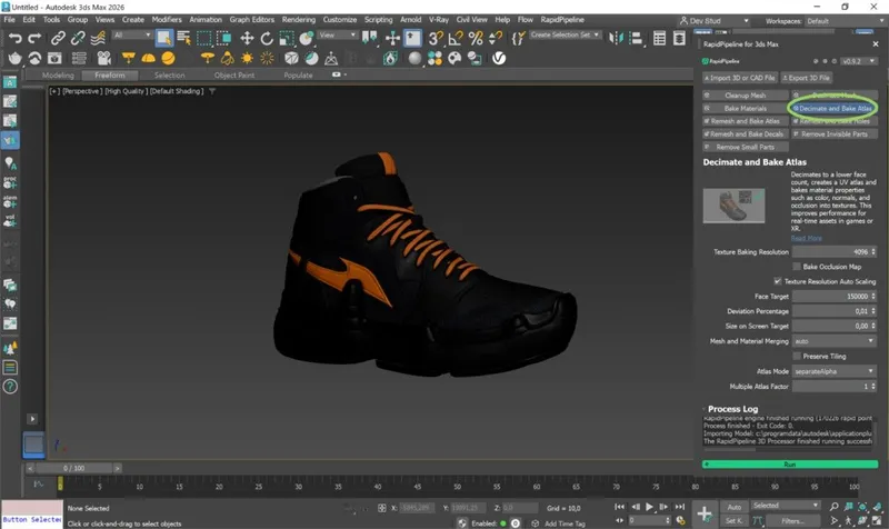 Screenshot of the input model