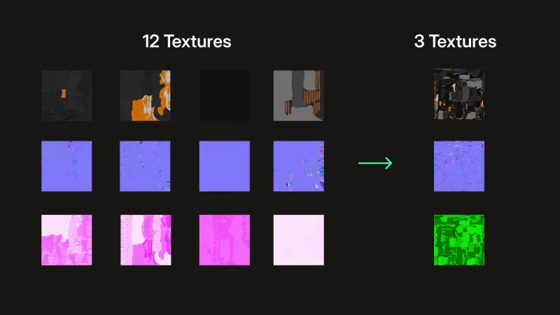 Screenshot of the textures, before and after