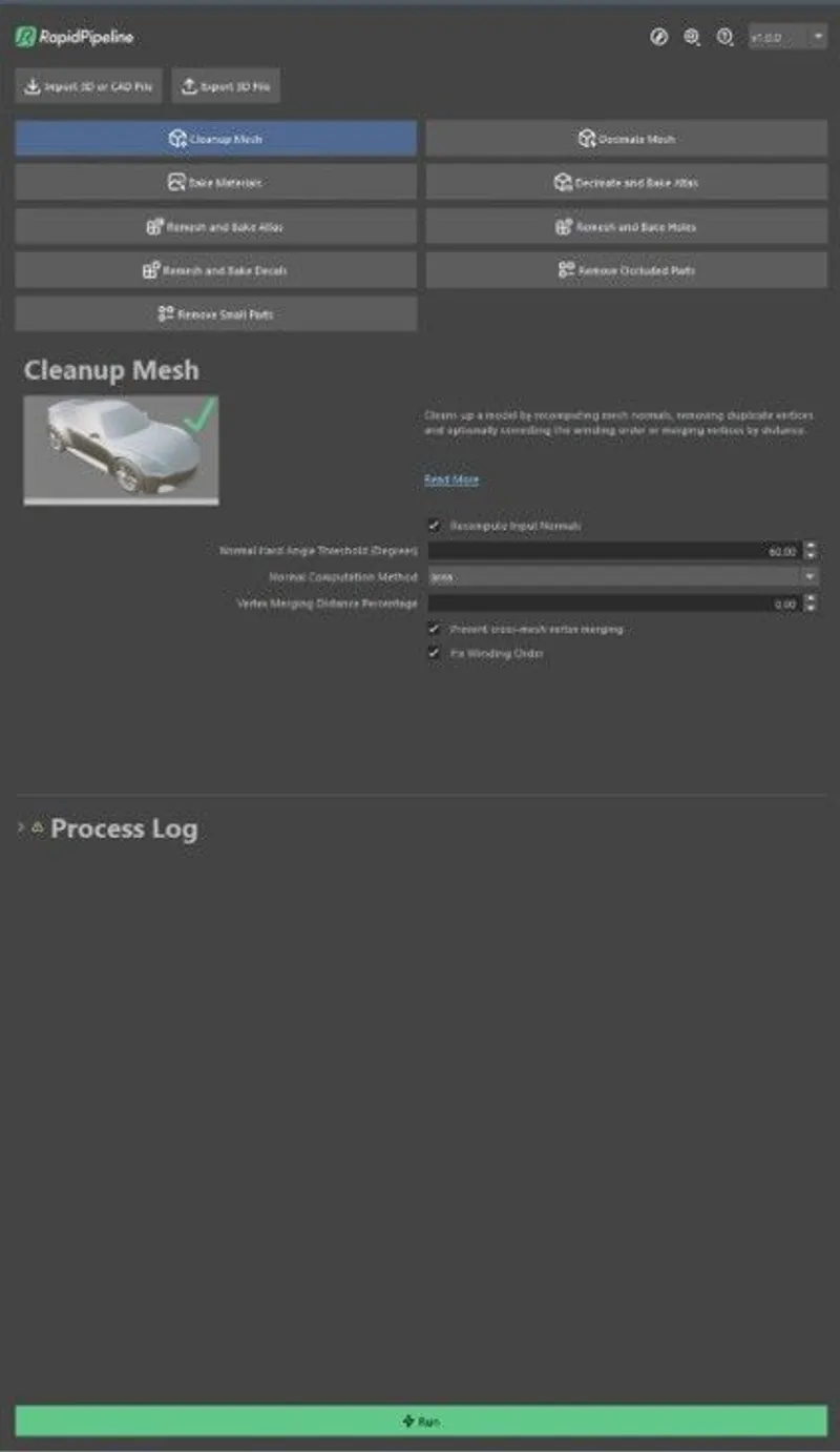 Screenshot of the input model