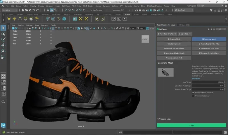 Screenshot of the output model