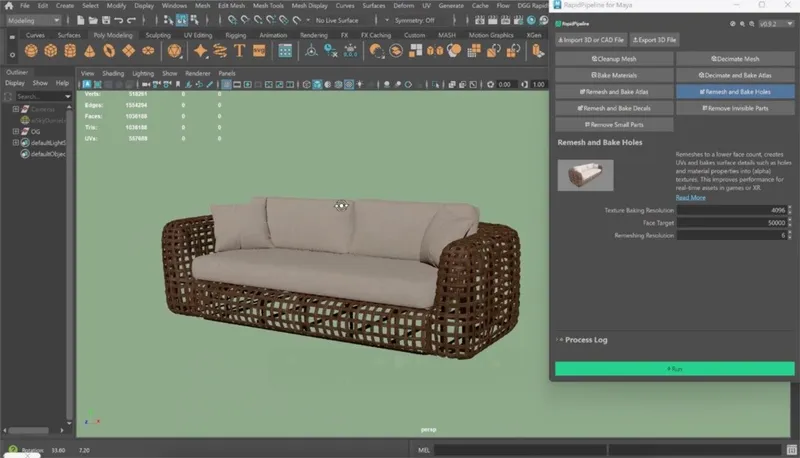 Screenshot of Maya Add-On with the 