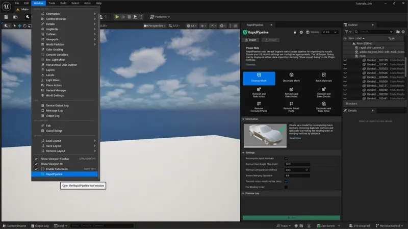 Screenshot of the input model