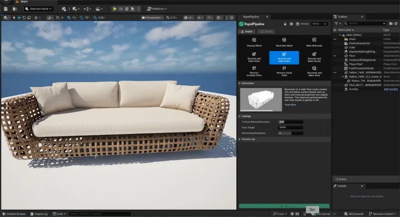 Screenshot of Unreal Engine Add-On with the