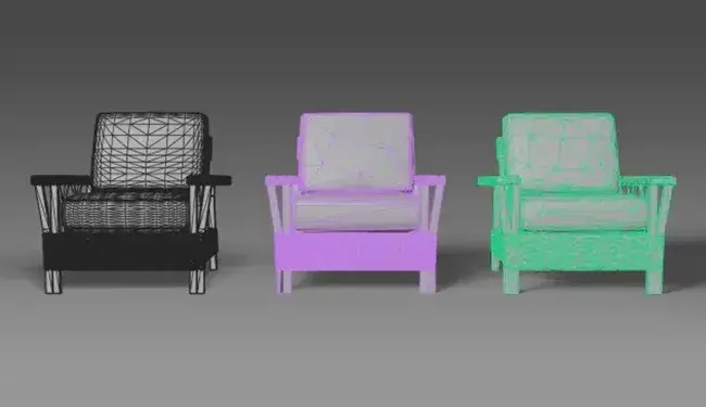 chairs as various polygon meshes